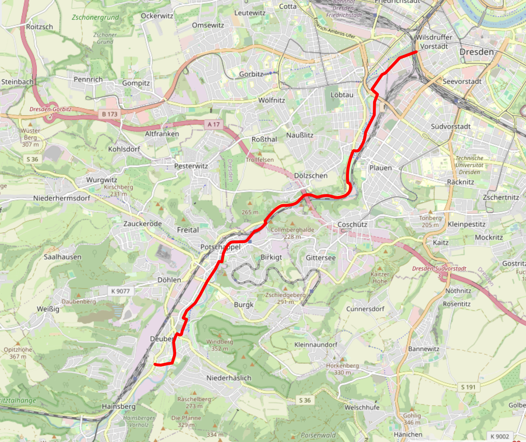Die geplante R8 von Freital nach Dresden